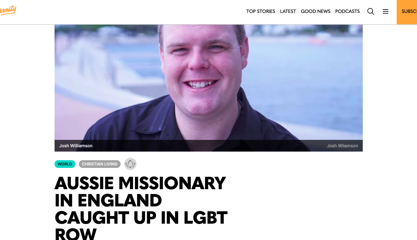 Aussie missionary to UK, Josh Williamson, was free but unwise.