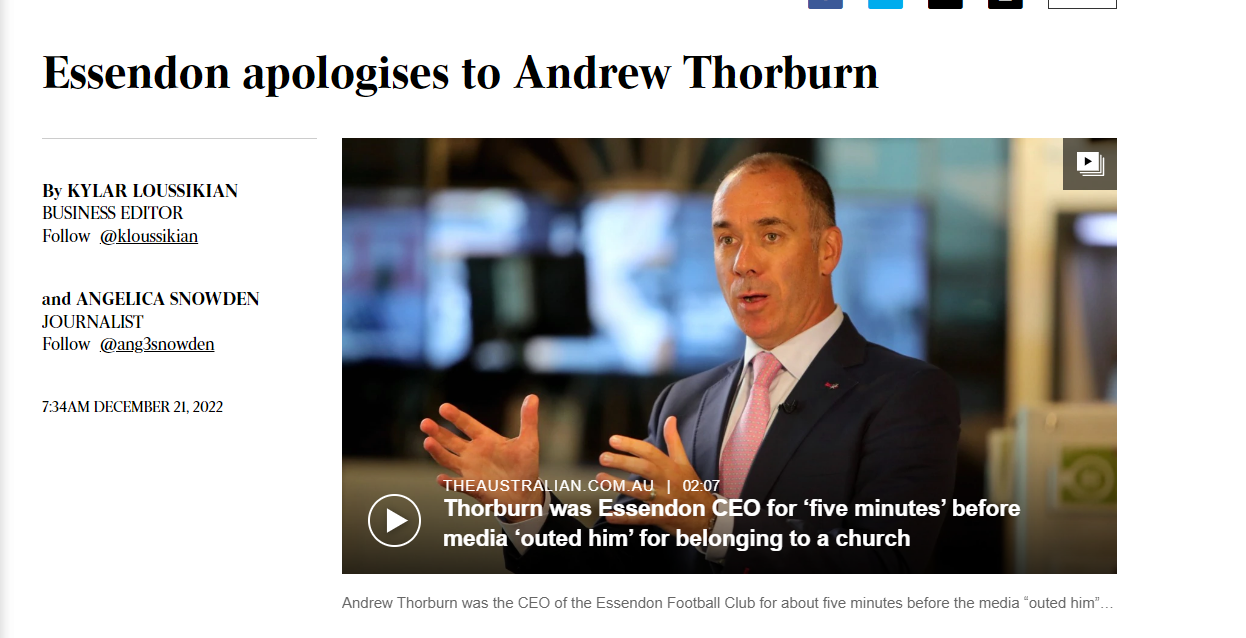 Andrew Thorburn Vindicated (and before Jesus returns too!)